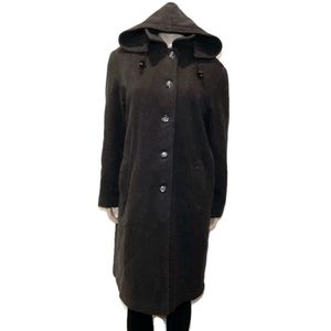 Vintage Black Hooded Pea Coat